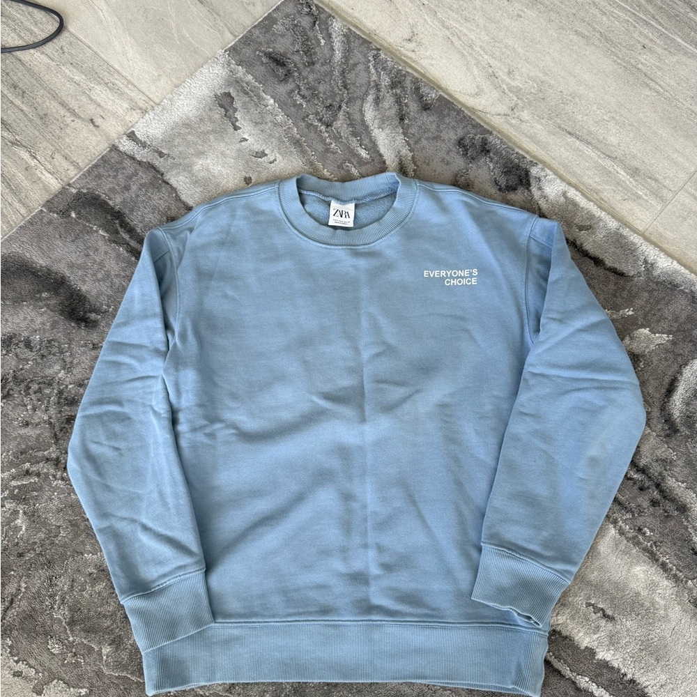 Zara Men's Blue Crew Sweatshirt